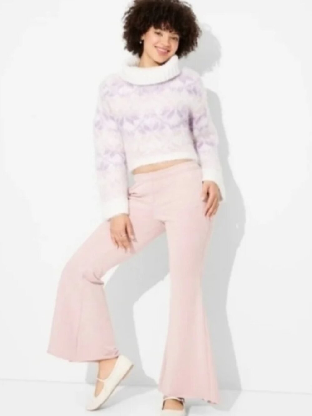 Wild Fable Women's Mid-Rise Washed Extreme Flare Sweatpants Mauve